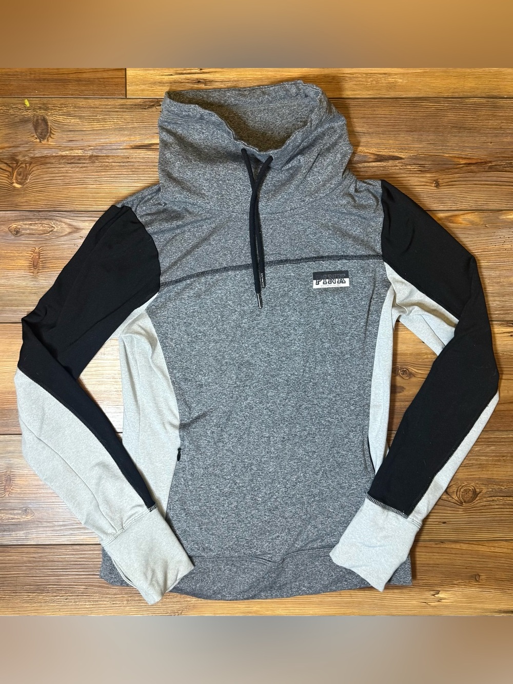 Victoria's Secret PINK Gray & Black Logo Pullover